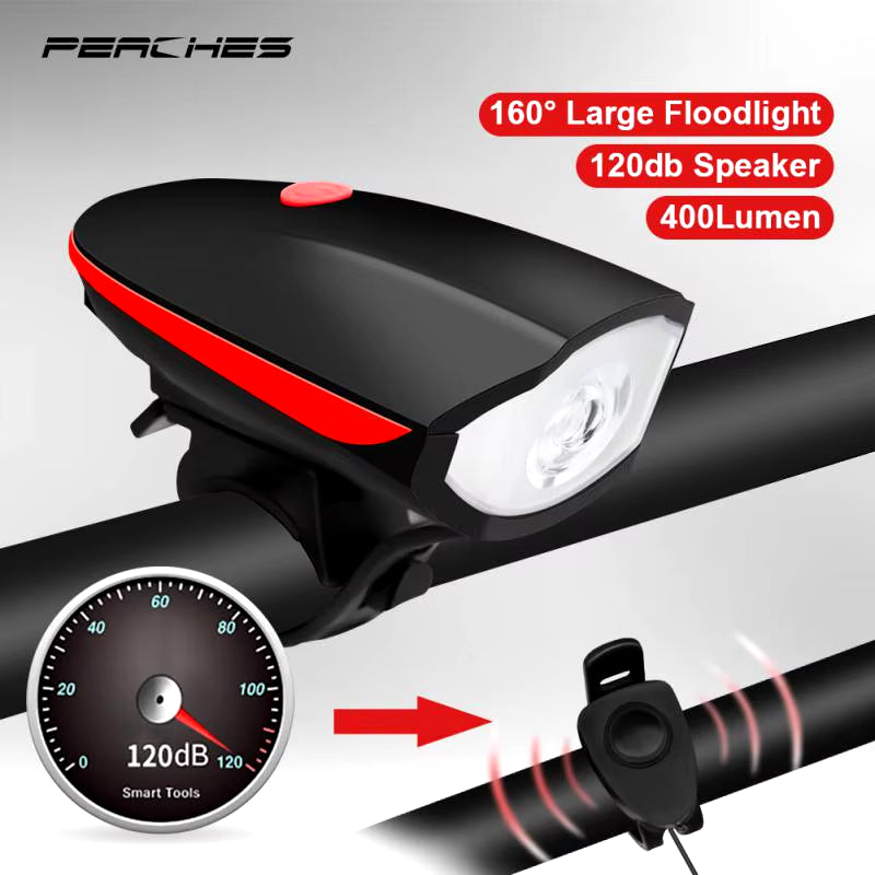 Cycling Flashlight Lantern MTB Bicycle Front Light with Bike Horn USB Rechargeable Bike Front Lamp Electronic Bell for Business