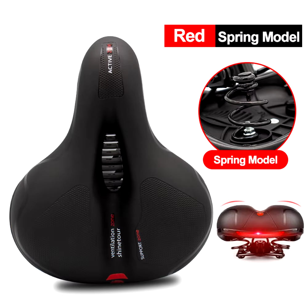 Hollow Breathable Bicycle Saddle Men Women MTB Road Bike Saddle Shock Absorbing Comfortable Big Butt Bike Seat Safety Warning