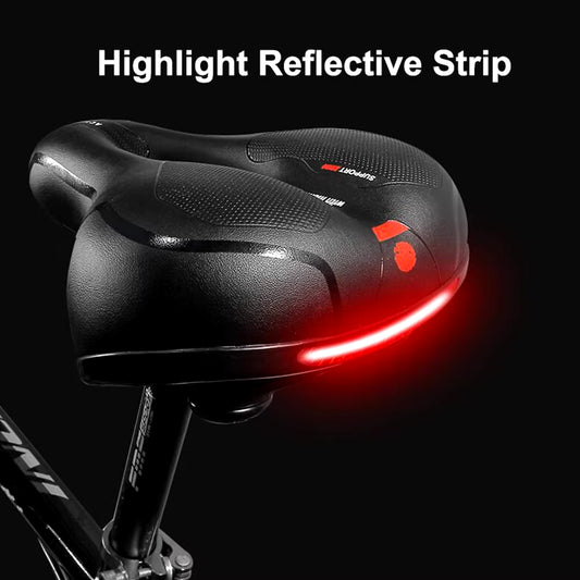 Hollow Breathable Bicycle Saddle Men Women MTB Road Bike Saddle Shock Absorbing Comfortable Big Butt Bike Seat Safety Warning